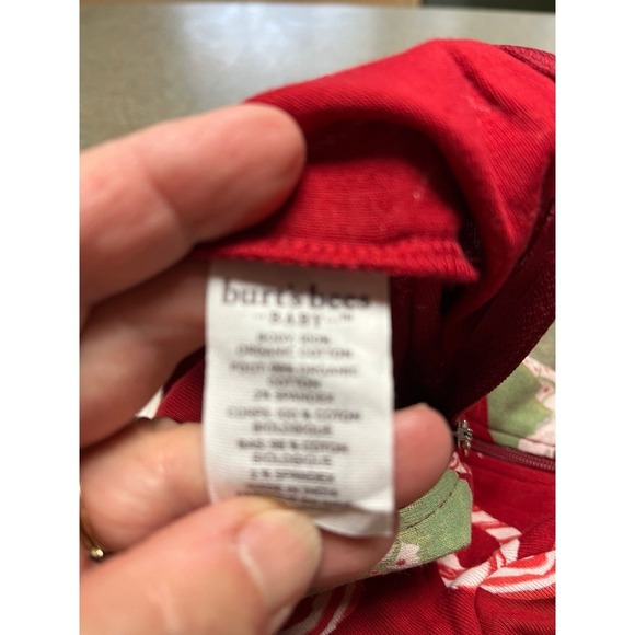 Christmas Sleeper Burts Bees Zipper closure NET  red peppermint/cocoa 0-3 months - Picture 7 of 7